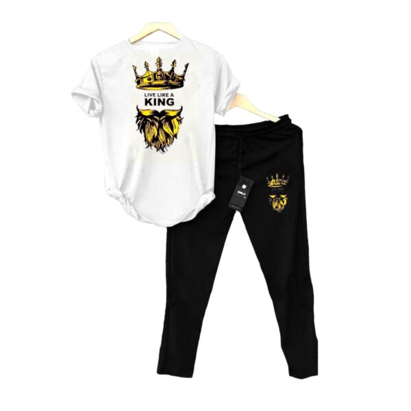Yellow & Black Summer Printed Tracksuit - Image 2
