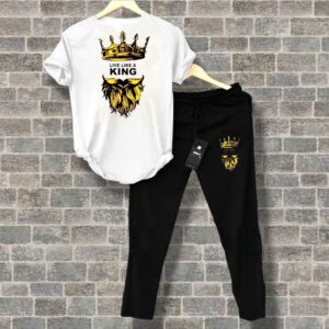 Yellow & Black Summer Printed Tracksuit