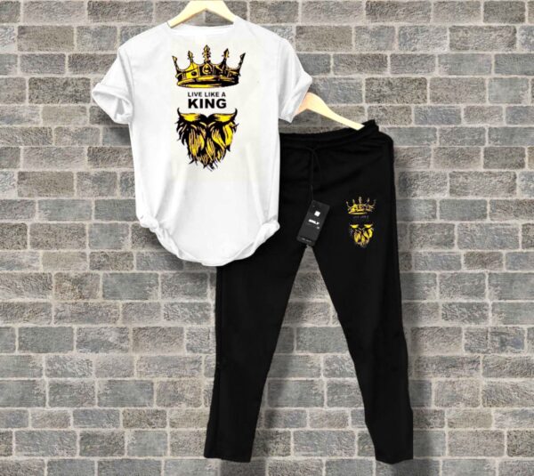 Yellow & Black Summer Printed Tracksuit