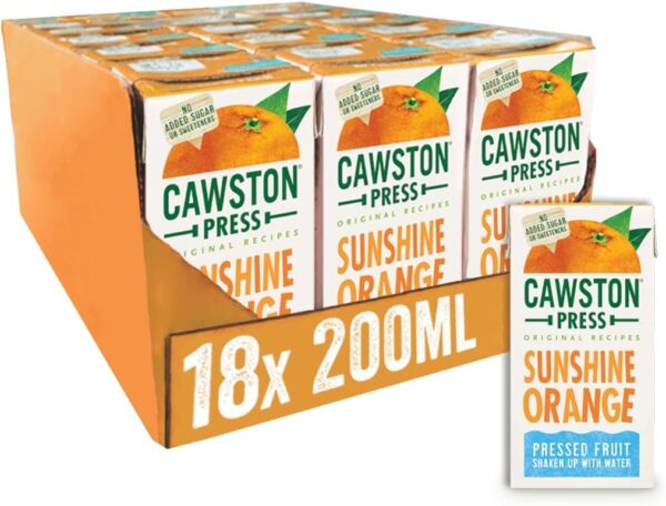Cawston Press Sunshine Orange Fruit Water Kids Drink 200ml-18 Pack