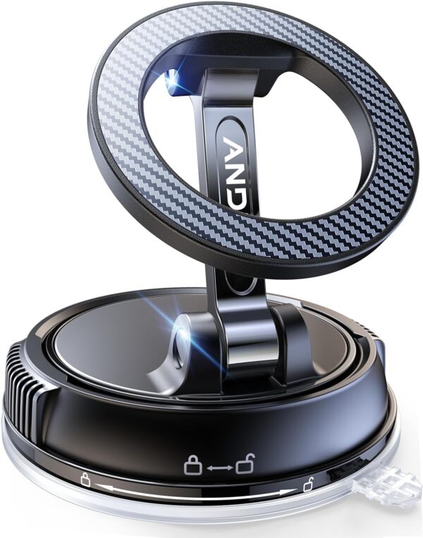 Car Phone Holder for Magsafe [78+LBS Strongest Suction & 2400gf Strongest Magnetic] 360° Adjustable Car Phone Mount