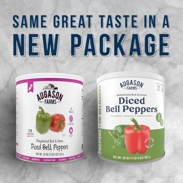 Augason Farms Dehydrated Red and Green Diced Bell Peppers Can, Emergency Food Supply, Everyday Meals, 113 Servings - Image 2