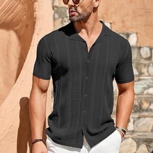 Men’s Knit Shirts Vintage Button Down Shirt Casual