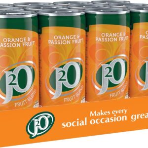 J2O Fruit Juice, Orange and Passion Fruit, 250ml Cans (Pack of 12)