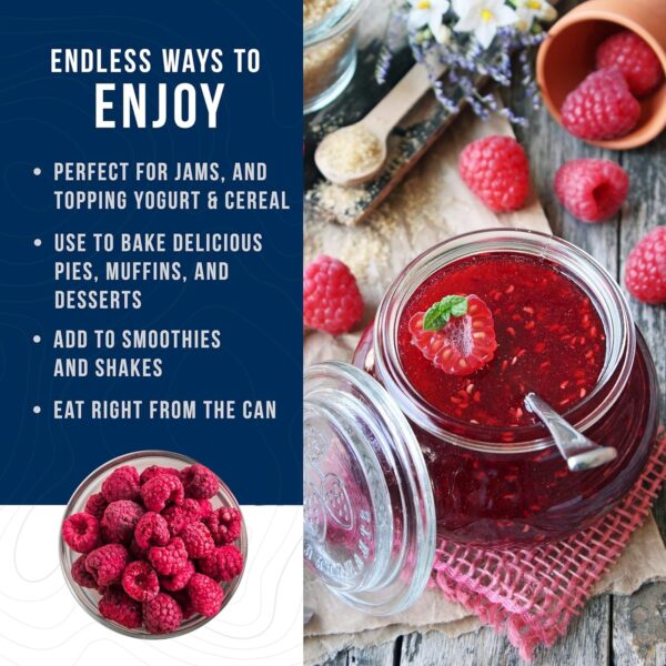 Augason Farms Freeze Dried Whole Raspberries Can, Emergency Food Supply - Image 2