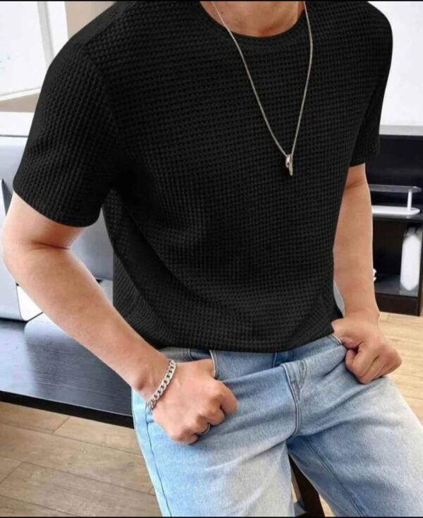 WAFFLE KNIT TEXTURE T-SHIRT FOR BOYS AND MEN - Image 4