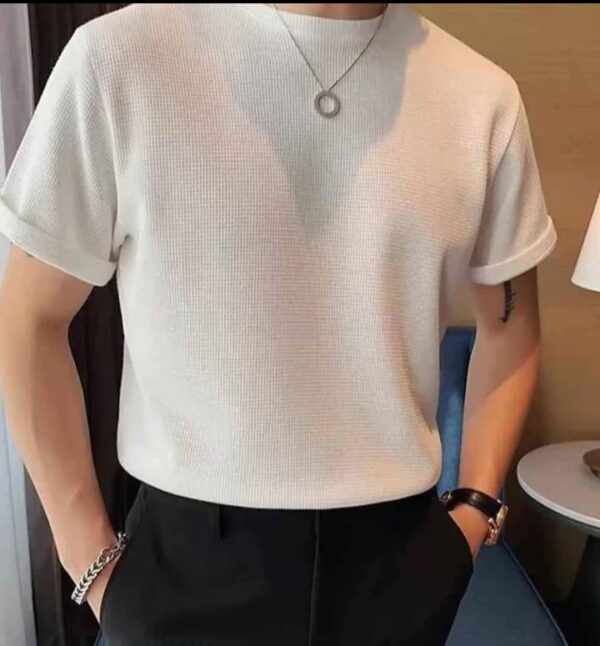 WAFFLE KNIT TEXTURE T-SHIRT FOR BOYS AND MEN - Image 5
