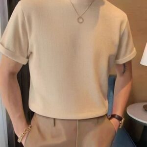 WAFFLE KNIT TEXTURE T-SHIRT FOR BOYS AND MEN
