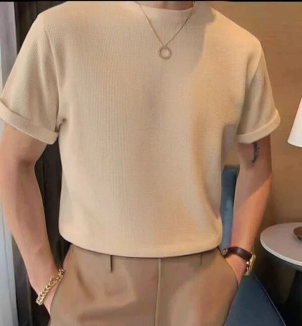 WAFFLE KNIT TEXTURE T-SHIRT FOR BOYS AND MEN
