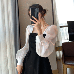 Color Block Dress Women's Summer Fashion Square Neck Celebrity Style Outfit